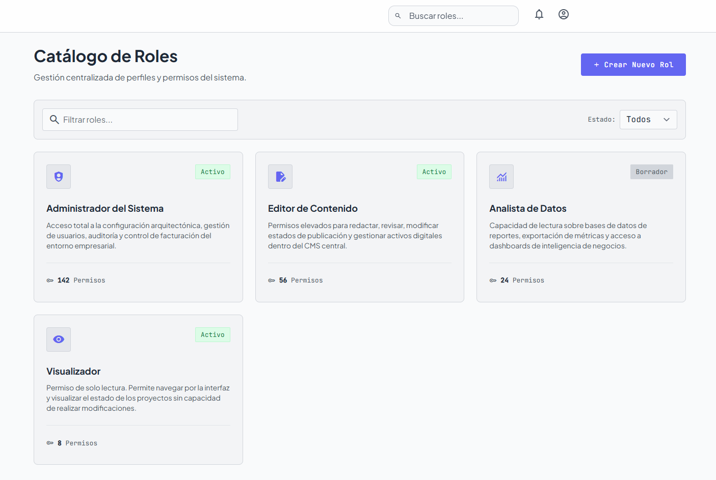 Administración de accesos por rol